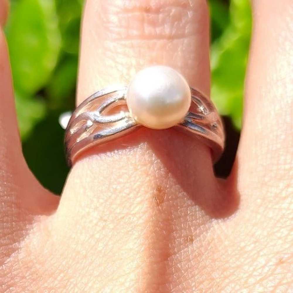 Vintage Sterling Silver Culture Pearl Ring - image 5