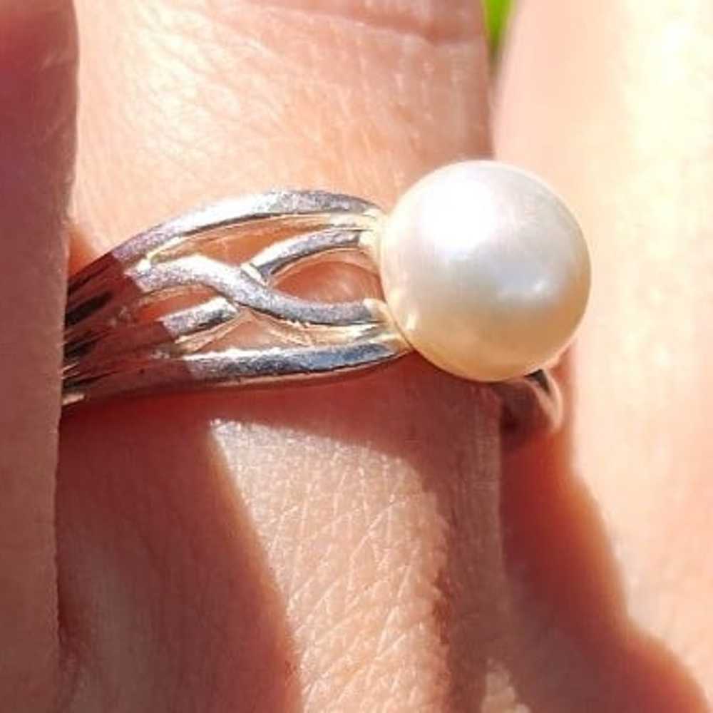 Vintage Sterling Silver Culture Pearl Ring - image 6