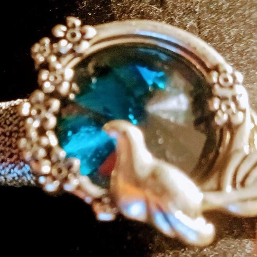 Vintage Laura Jenelle Blue Teal Gem with Silverto… - image 3