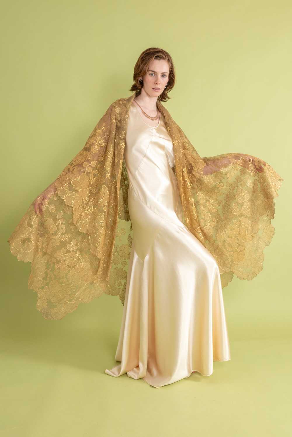 1920s Gold Lamé Alençon Lace Tiered Cape [OS] - image 5