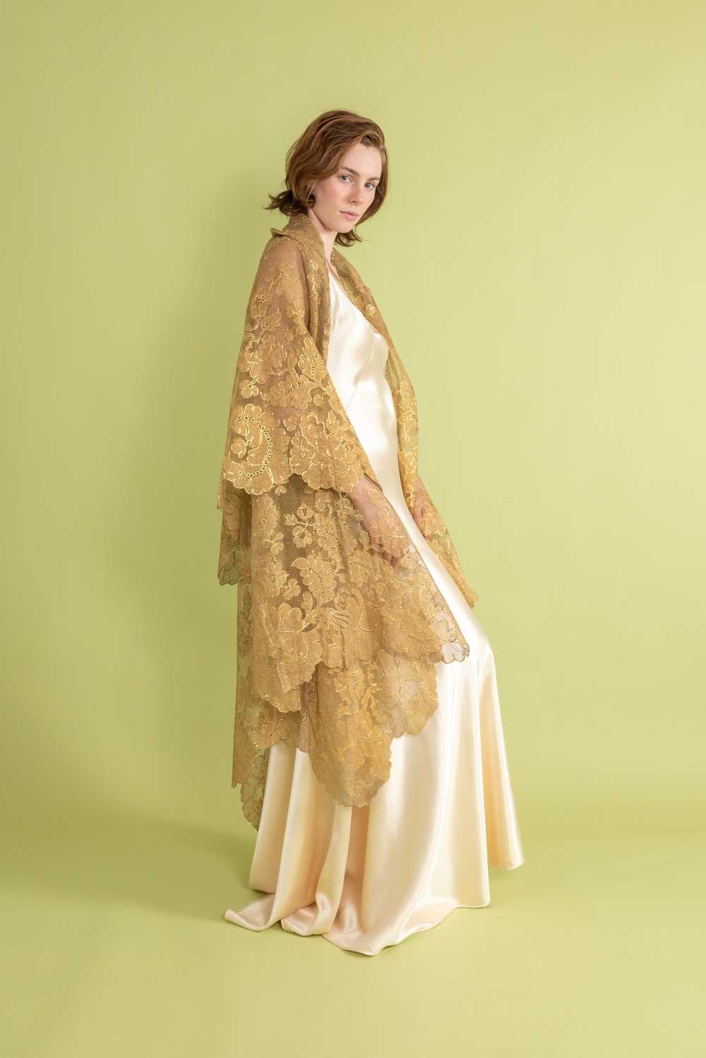 1920s Gold Lamé Alençon Lace Tiered Cape [OS] - image 6