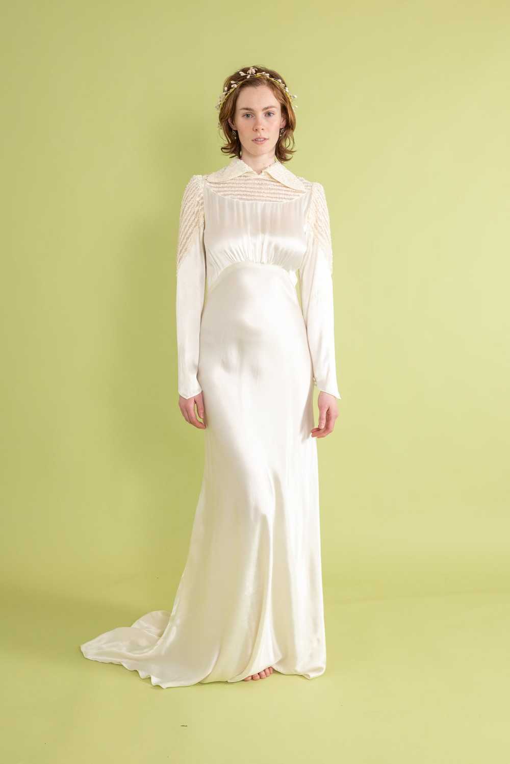 1930s Art Deco Silk Satin Bridal Gown [sm/med] - image 1