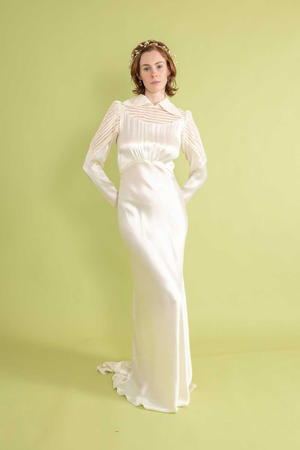 1930s Art Deco Silk Satin Bridal Gown [sm/med] - image 3