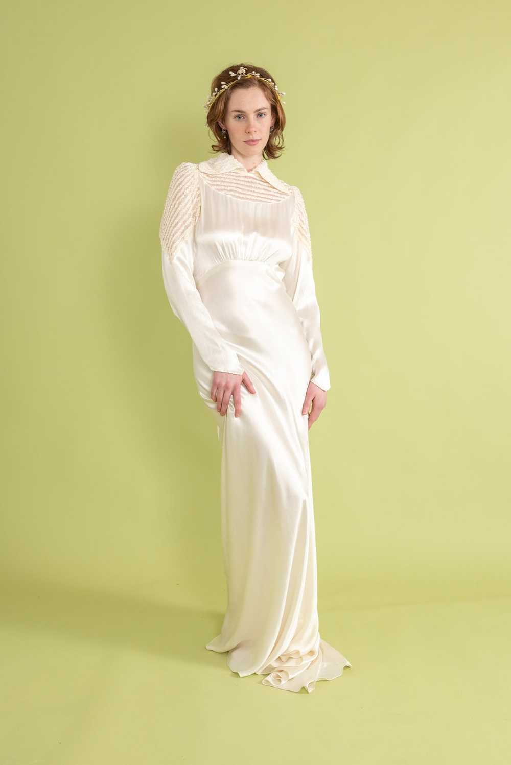 1930s Art Deco Silk Satin Bridal Gown [sm/med] - image 6