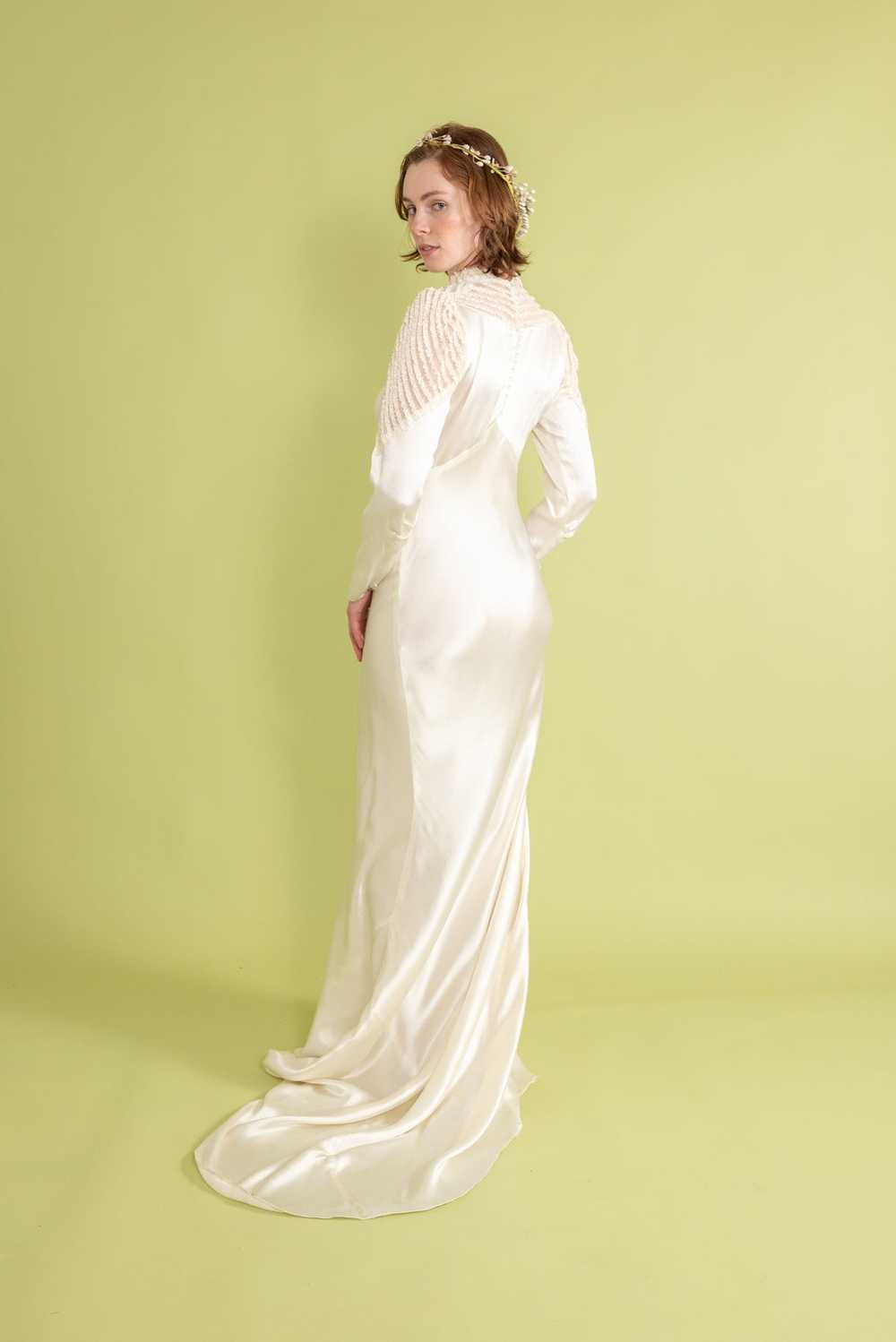 1930s Art Deco Silk Satin Bridal Gown [sm/med] - image 7