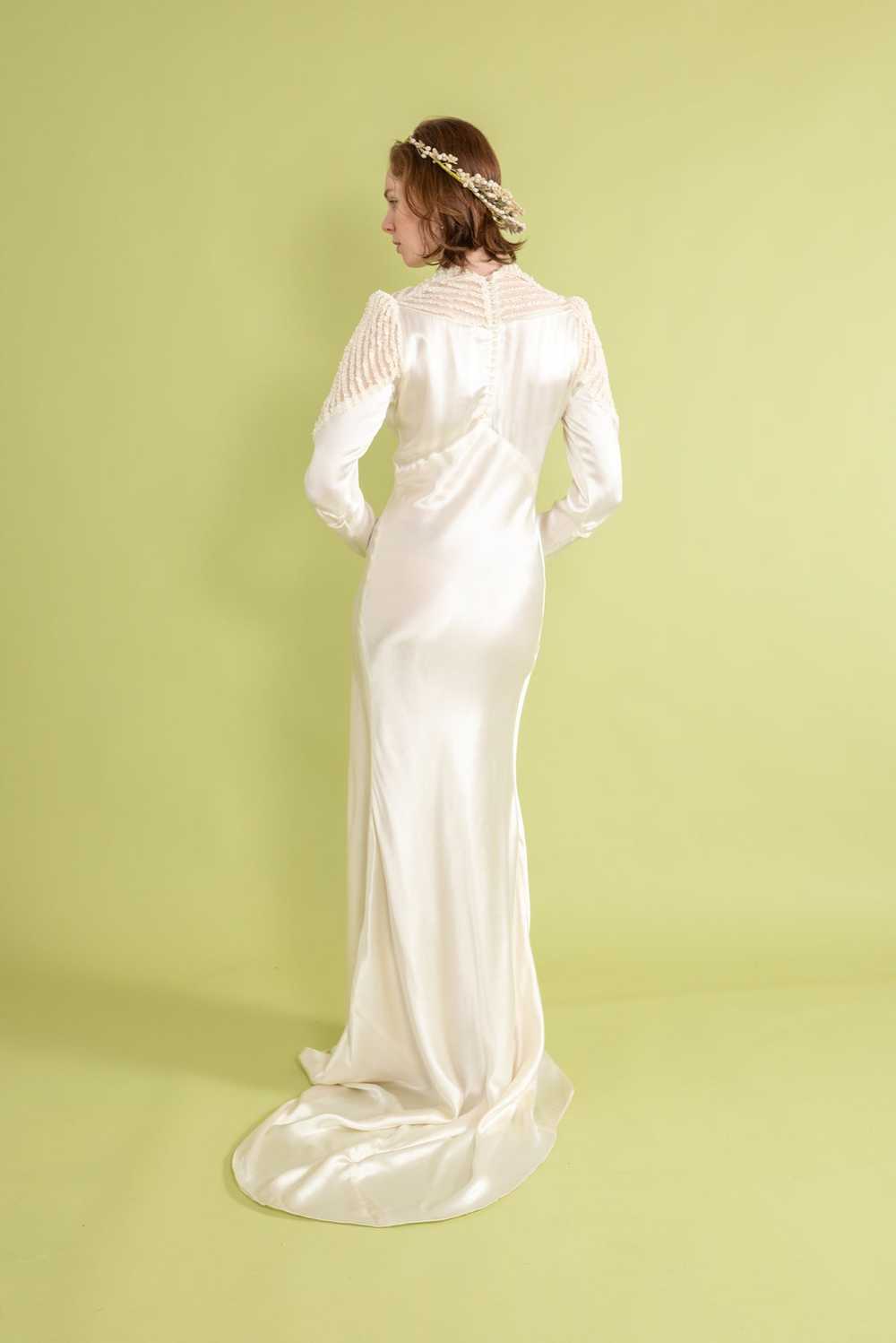 1930s Art Deco Silk Satin Bridal Gown [sm/med] - image 8