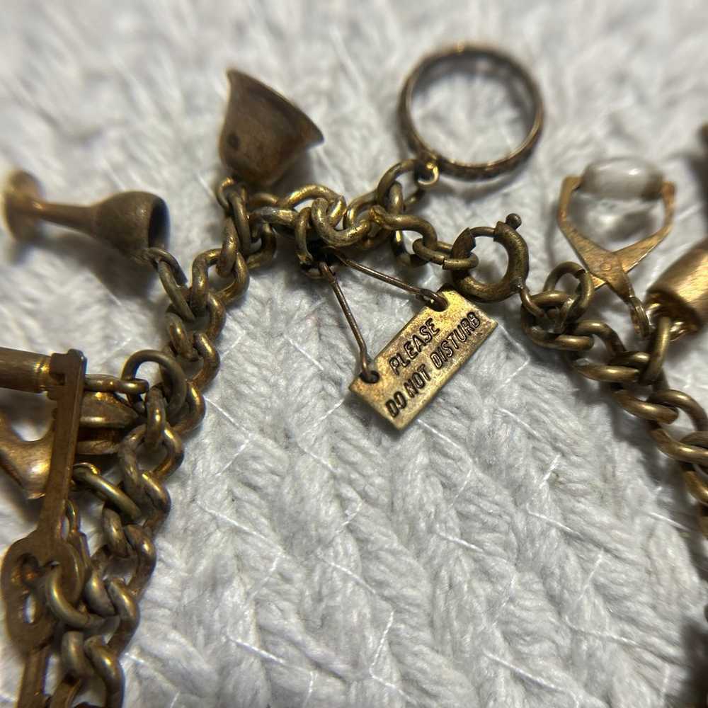 Antique Gold filled ? Charm Bracelet - image 3