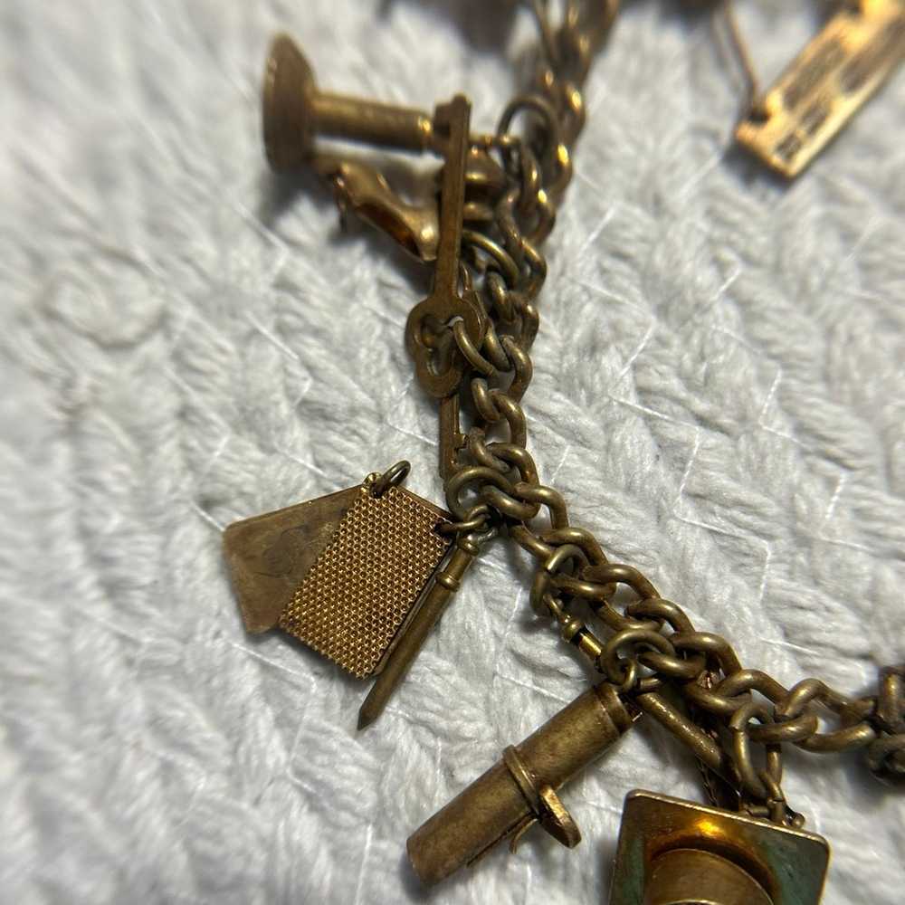 Antique Gold filled ? Charm Bracelet - image 5