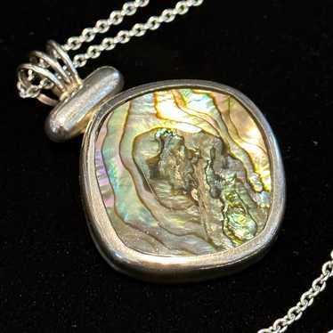 Vintage sterling 925 silver abalone pendant. Mexi… - image 1