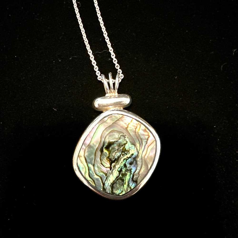 Vintage sterling 925 silver abalone pendant. Mexi… - image 8