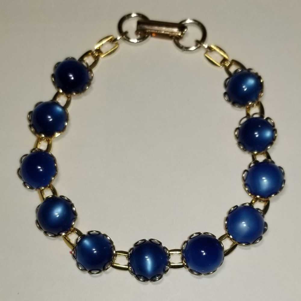 Vintage Blue Faux Moonstone Bracelet - image 2