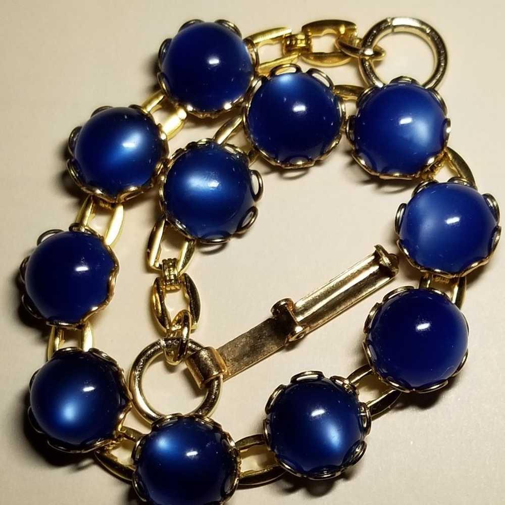 Vintage Blue Faux Moonstone Bracelet - image 3