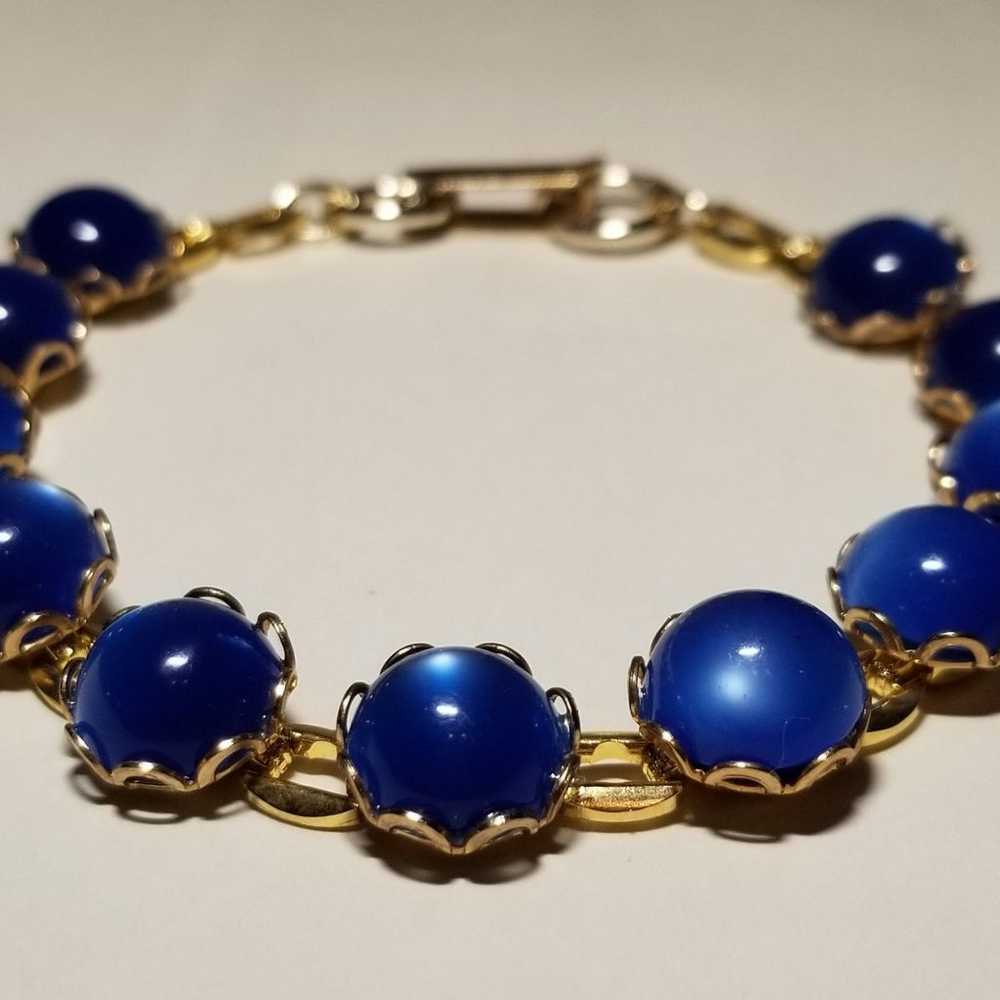 Vintage Blue Faux Moonstone Bracelet - image 4