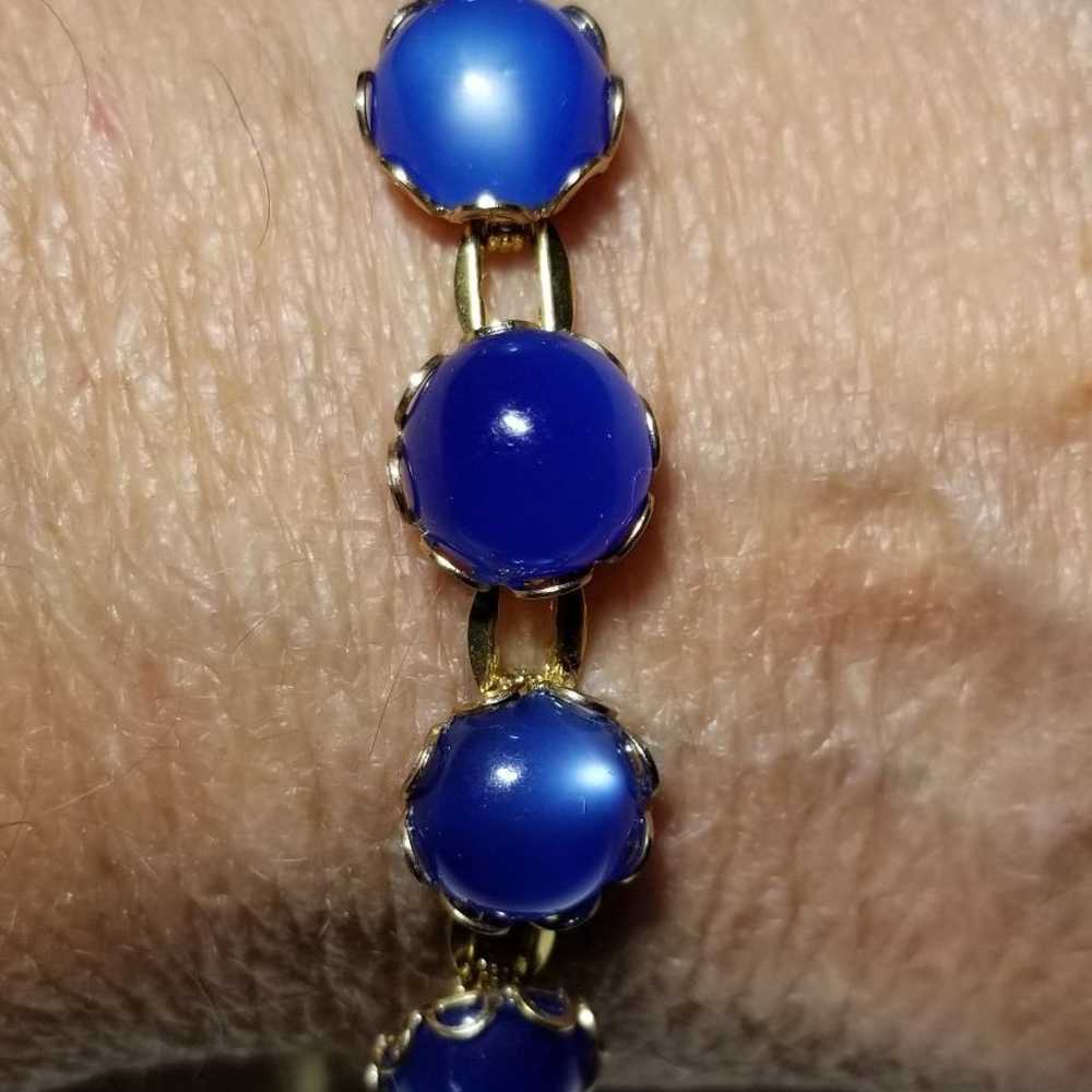 Vintage Blue Faux Moonstone Bracelet - image 5