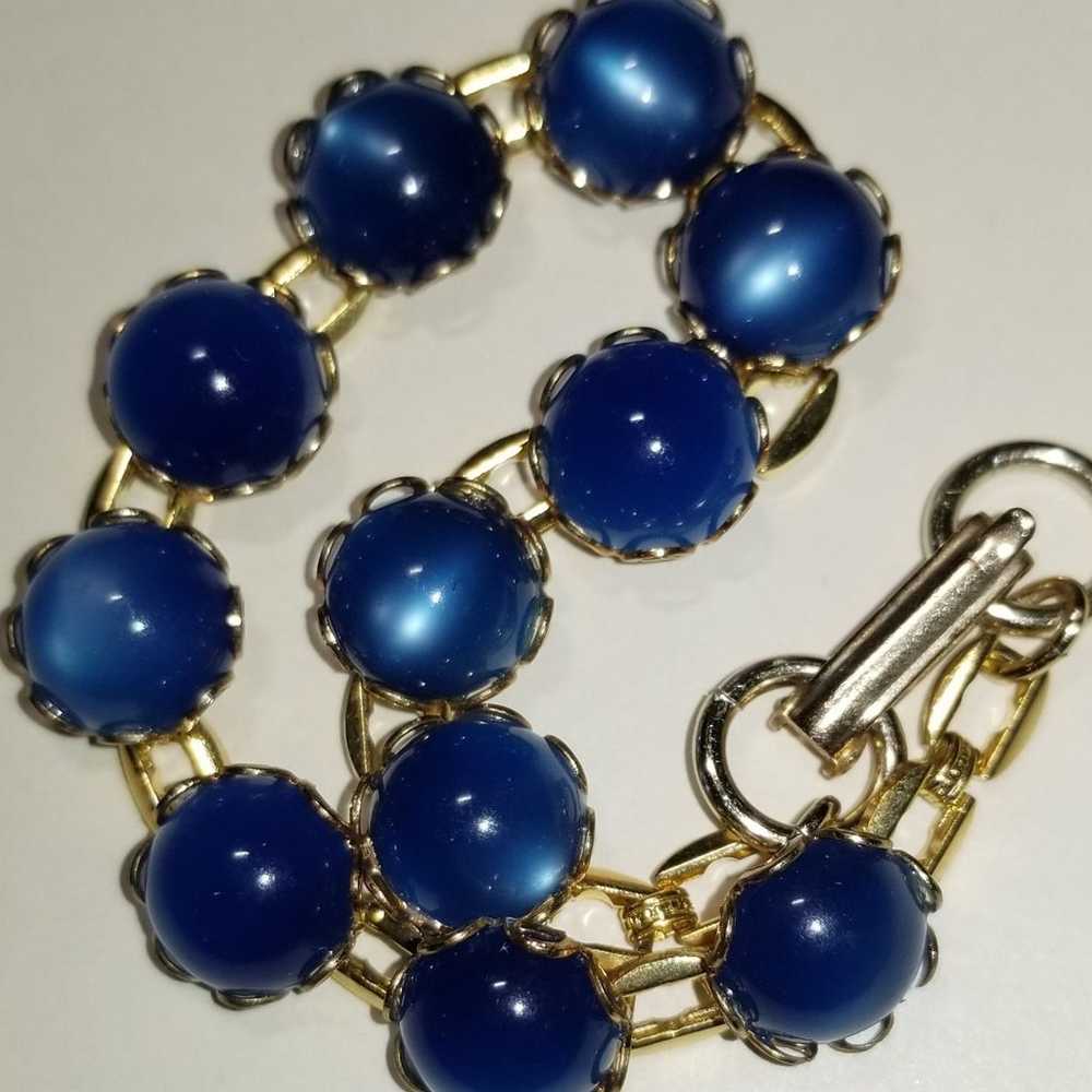 Vintage Blue Faux Moonstone Bracelet - image 7