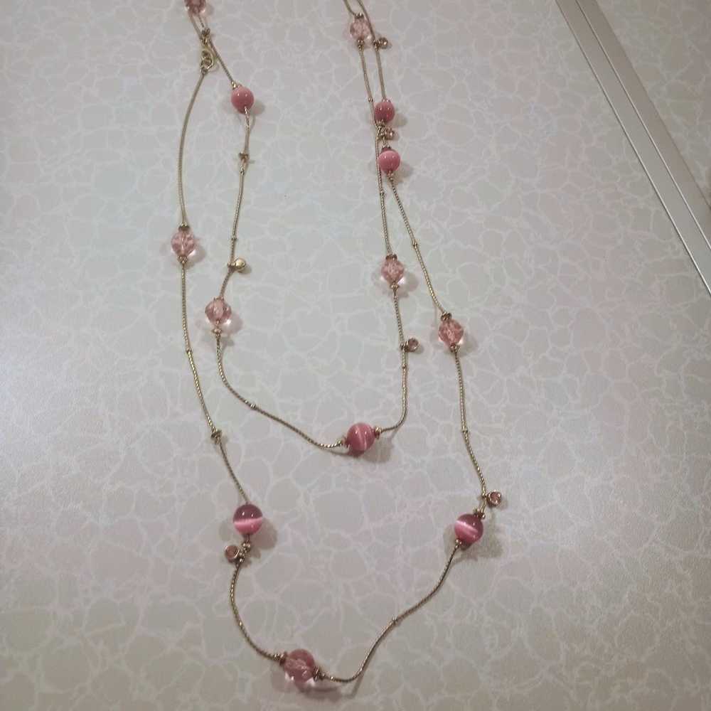 VINTAGE WOMEN'S COSTUME JEWELRY LARGE PINK GLASS/… - image 5