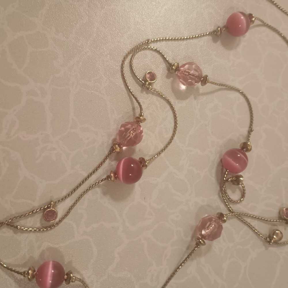 VINTAGE WOMEN'S COSTUME JEWELRY LARGE PINK GLASS/… - image 6