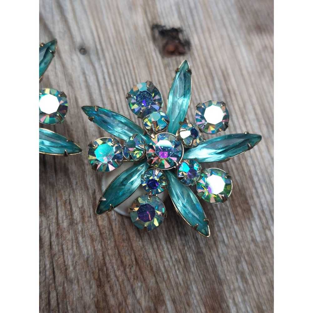 Vintage Judy Lee Blue Topaz Aurora Borealis Rhine… - image 2