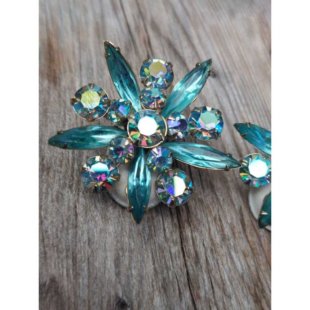 Vintage Judy Lee Blue Topaz Aurora Borealis Rhine… - image 3