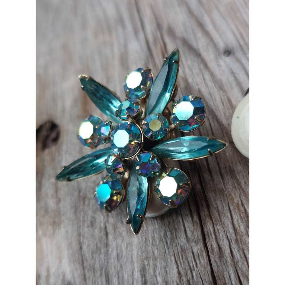 Vintage Judy Lee Blue Topaz Aurora Borealis Rhine… - image 4