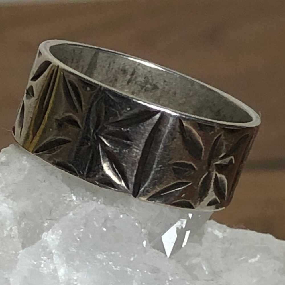 Vintage Mexico Floral Band Ring - image 2