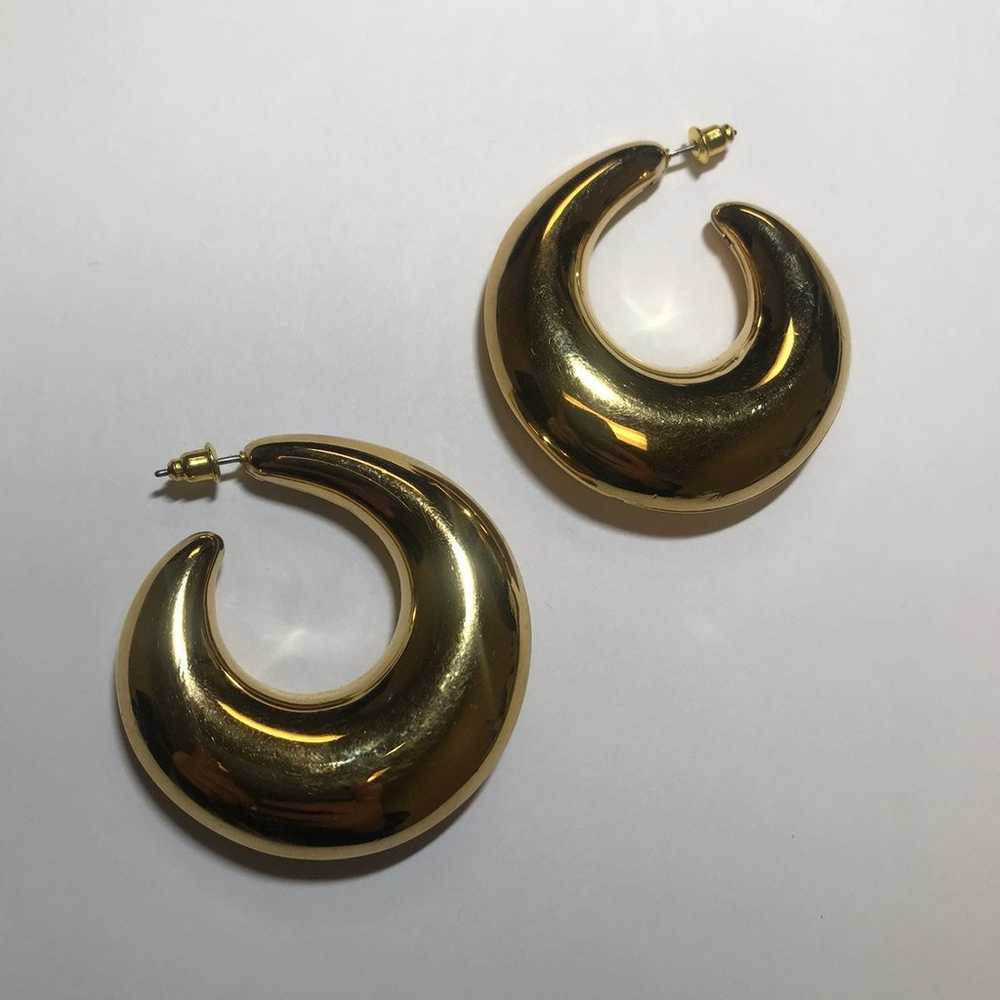 Gold Hoop Puff Earrings Retro Trend Vint - image 7