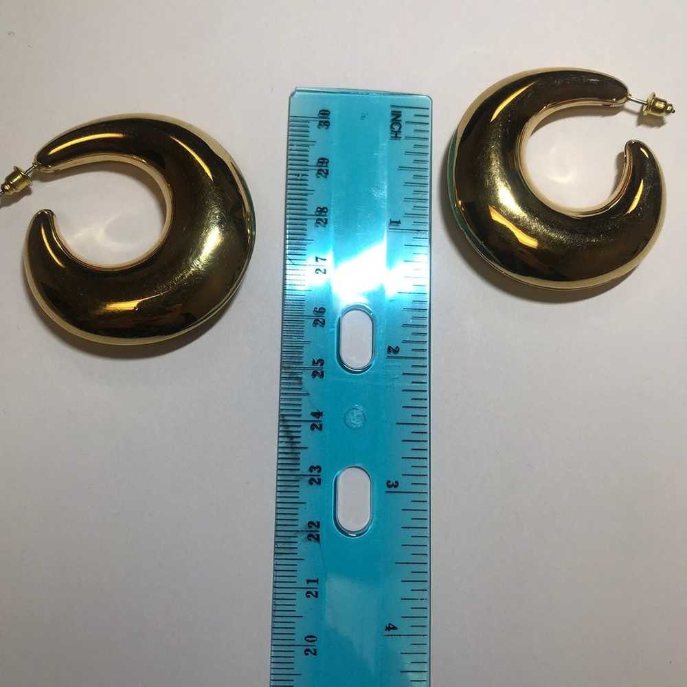 Gold Hoop Puff Earrings Retro Trend Vint - image 8