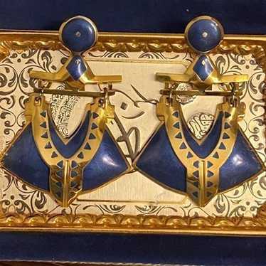 Berebi blue/gold tone vintage earrings