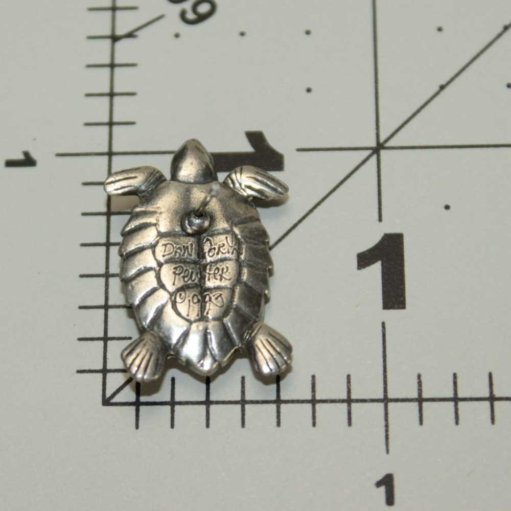 Vintage Signed Danforth Pewter 1993 Turtle Stud E… - image 3