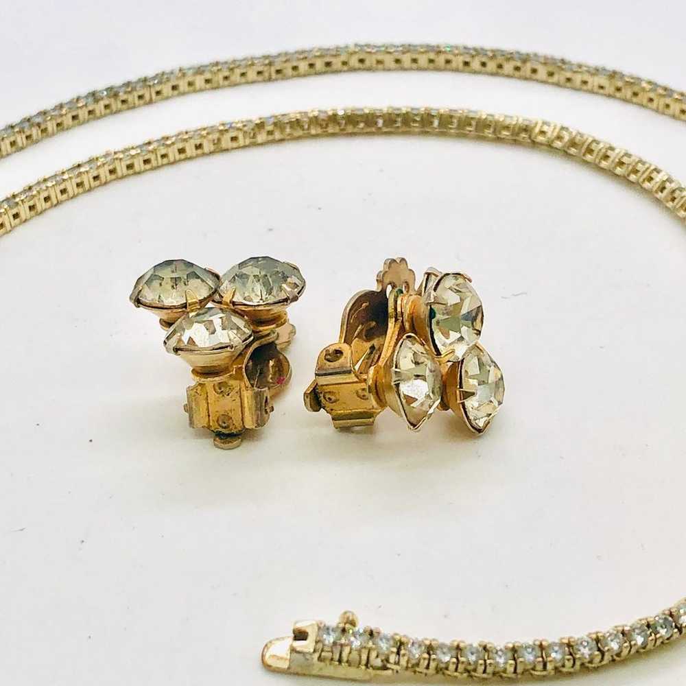 Vintage Rhinestone Necklace & Earrings - image 6