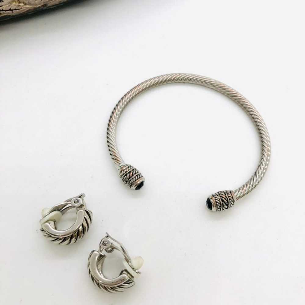 Vintage Cable Cuff Bracelet & ST Earrings - image 5