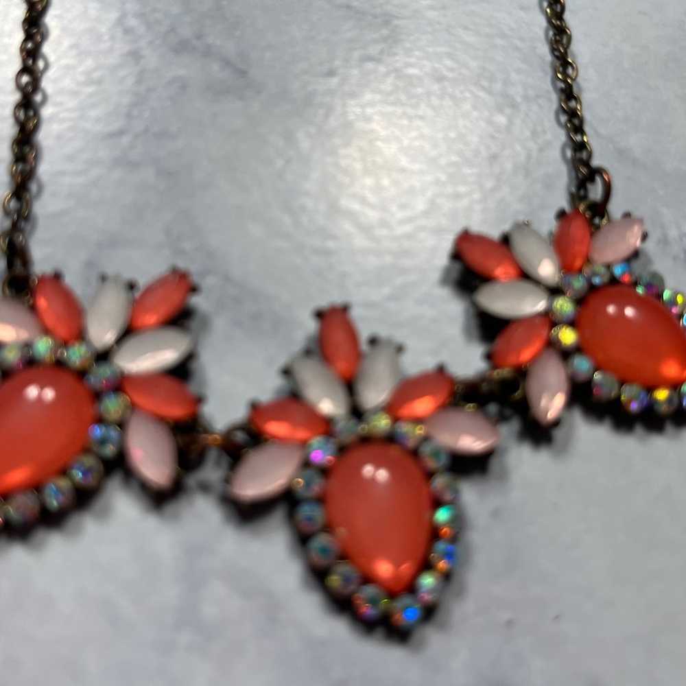 VINTAGE CORAL PINK Y2K NECKLACE COPPER TINT CHAIN… - image 1