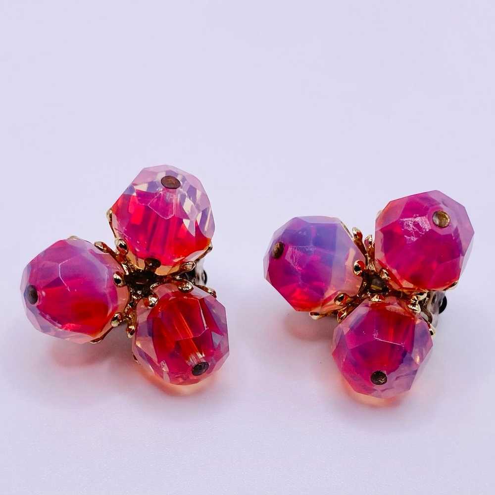 Vintage 1950s Vogue Pink Givre Glass Faceted Crys… - image 11