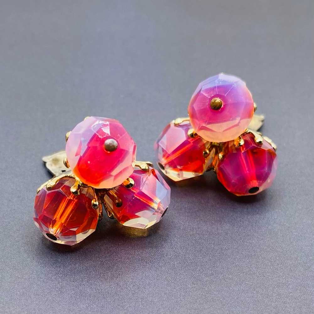 Vintage 1950s Vogue Pink Givre Glass Faceted Crys… - image 8