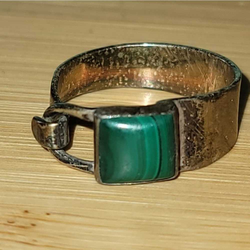 Malachite & Sterling Silver Ring - image 2