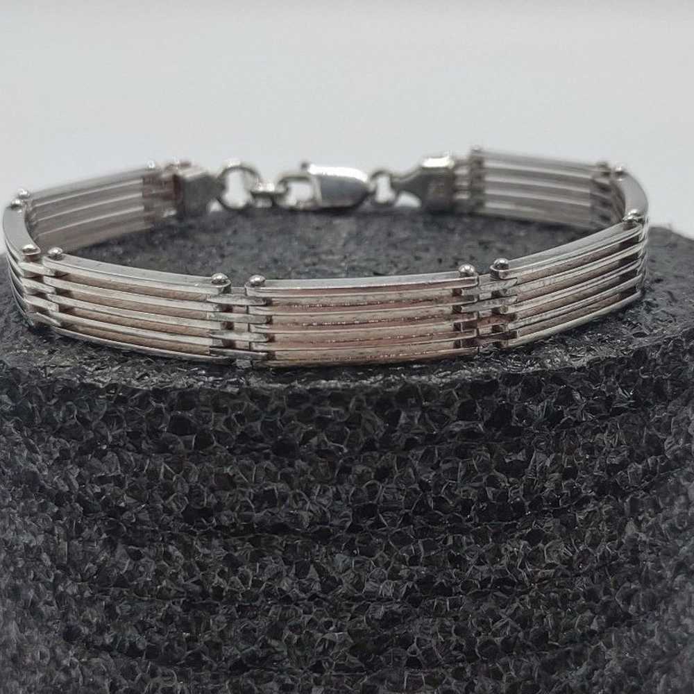 Vintage Bar Link 925 Sterling Silver Italy Bracel… - image 1