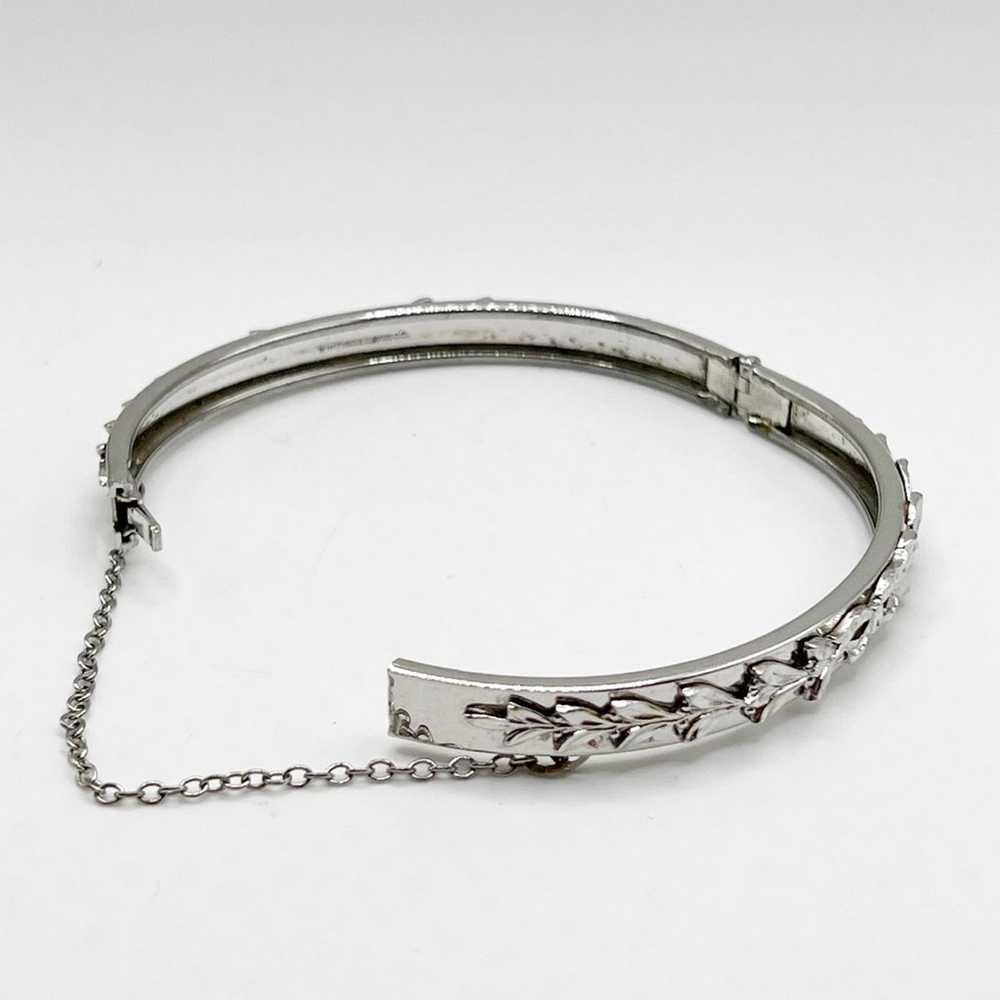 Vintage Whiting & Davis Silvertone Leaf Bangle - image 4