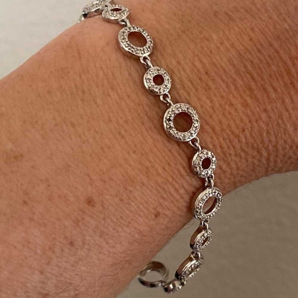 Tennis Bracelet Rings - Sterling Silver - Rhodium… - image 1