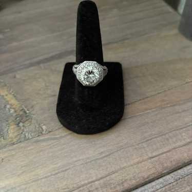 Diamonique and Sterling silver ring