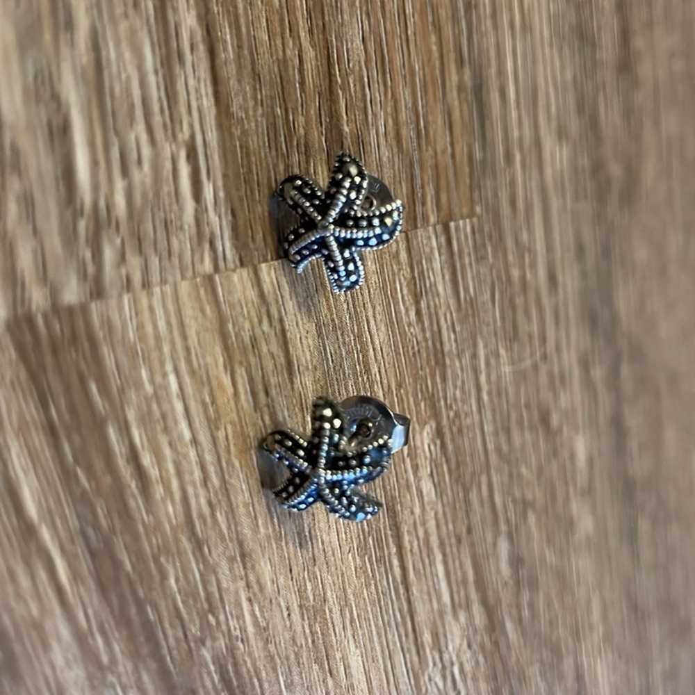 Vintage Sterling Silver & Marcasite Starfish Stud… - image 4