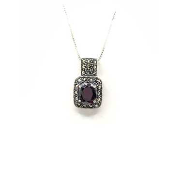 Sterling Silver Dee Berkley Dark Garnet & Marcasi… - image 1