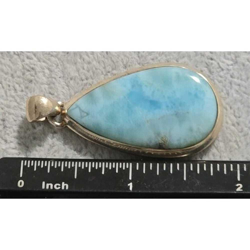 Sterling 925 Polished Cut Larimar Tear Drop Penda… - image 3