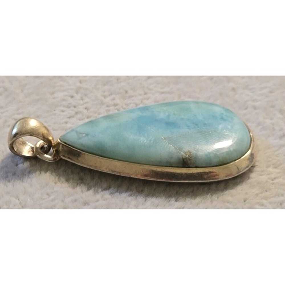 Sterling 925 Polished Cut Larimar Tear Drop Penda… - image 4