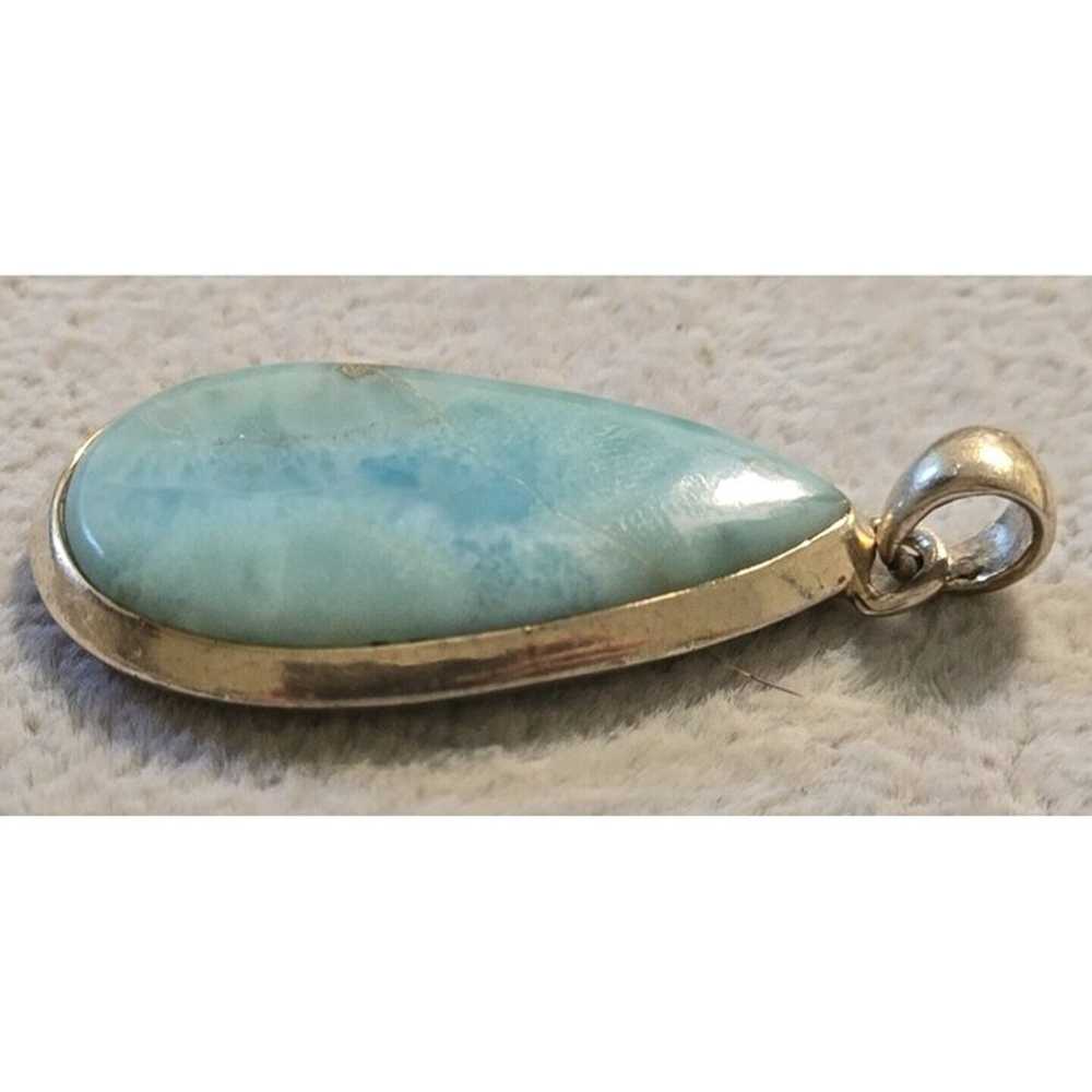 Sterling 925 Polished Cut Larimar Tear Drop Penda… - image 5