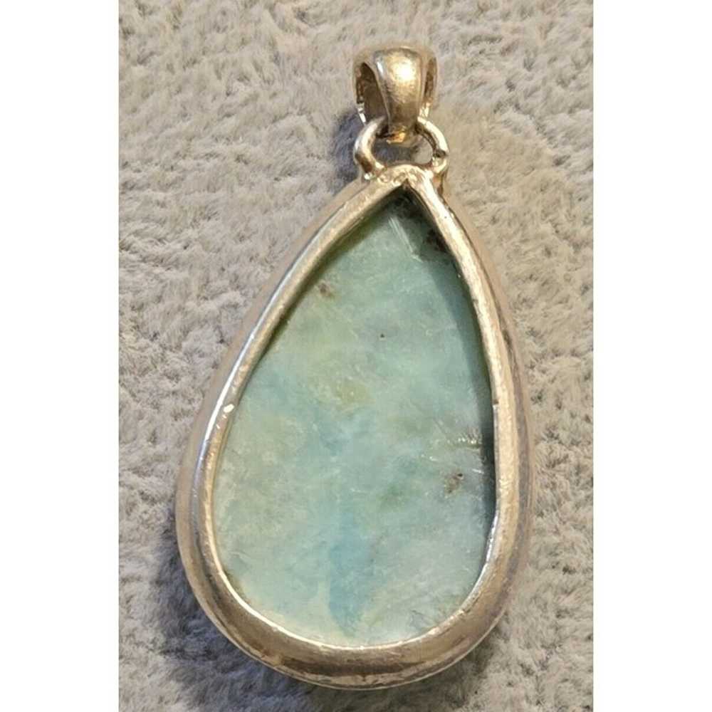 Sterling 925 Polished Cut Larimar Tear Drop Penda… - image 6