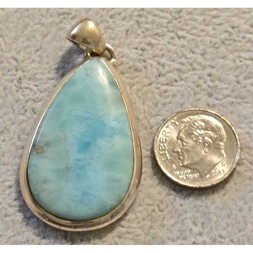 Sterling 925 Polished Cut Larimar Tear Drop Penda… - image 7