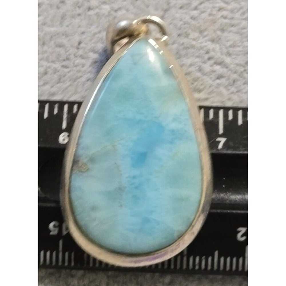 Sterling 925 Polished Cut Larimar Tear Drop Penda… - image 8