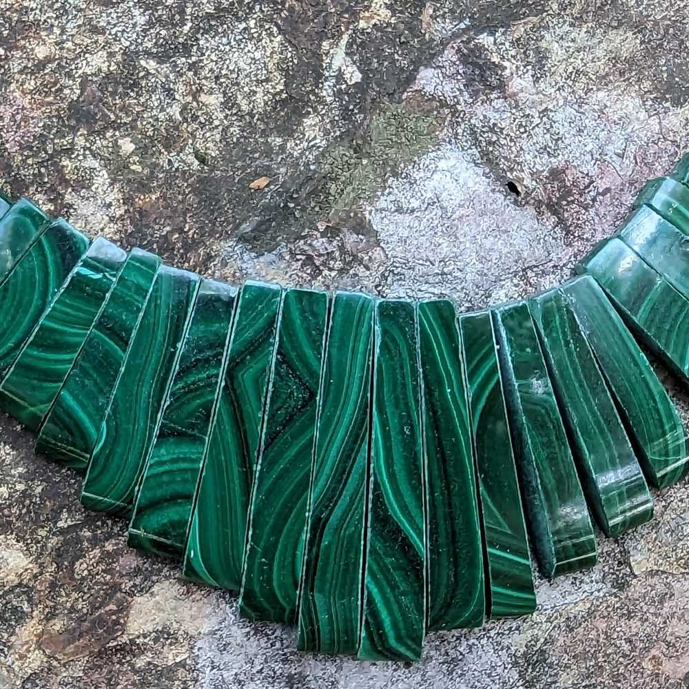 Malachite Fringe Slab Collar Necklace - image 10