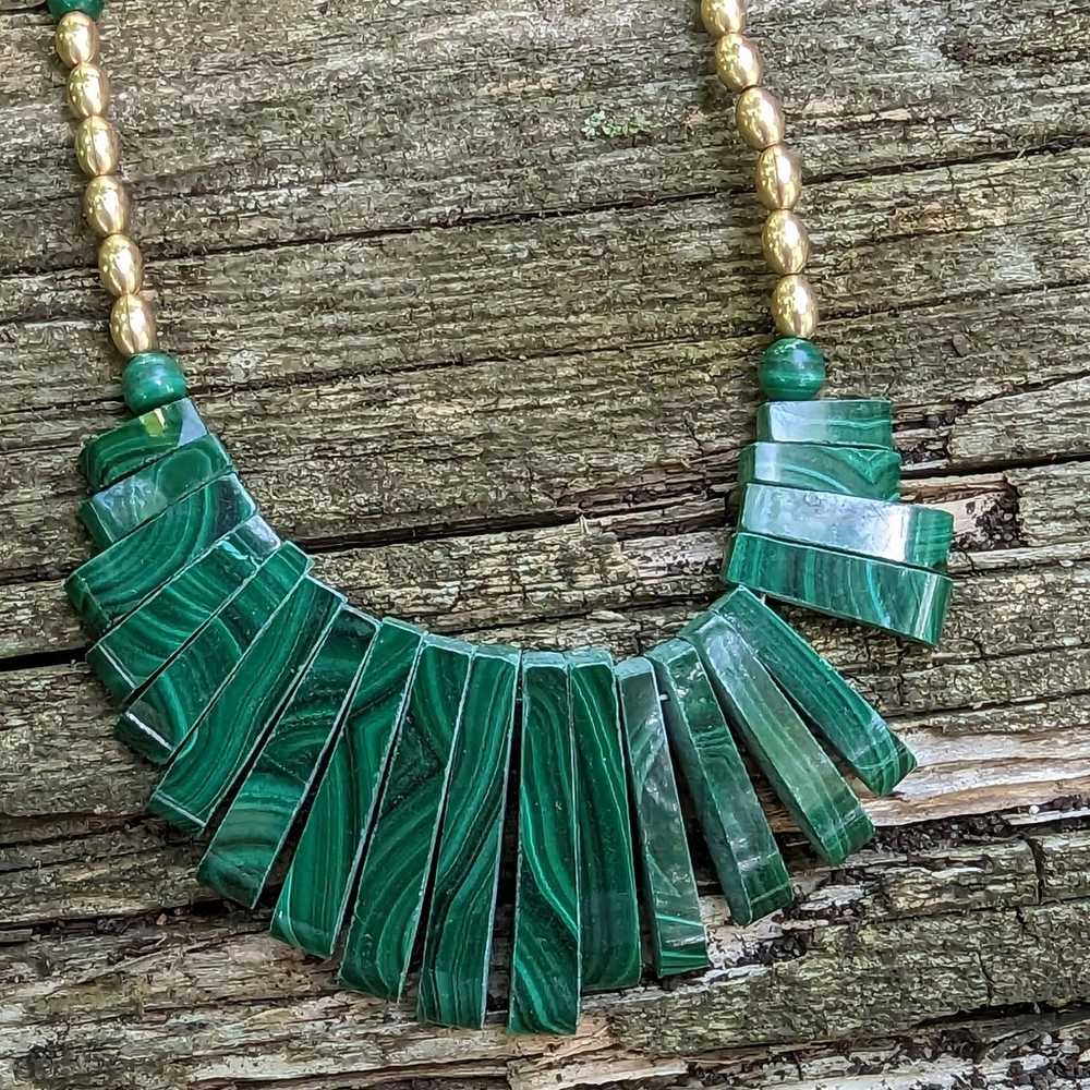 Malachite Fringe Slab Collar Necklace - image 11