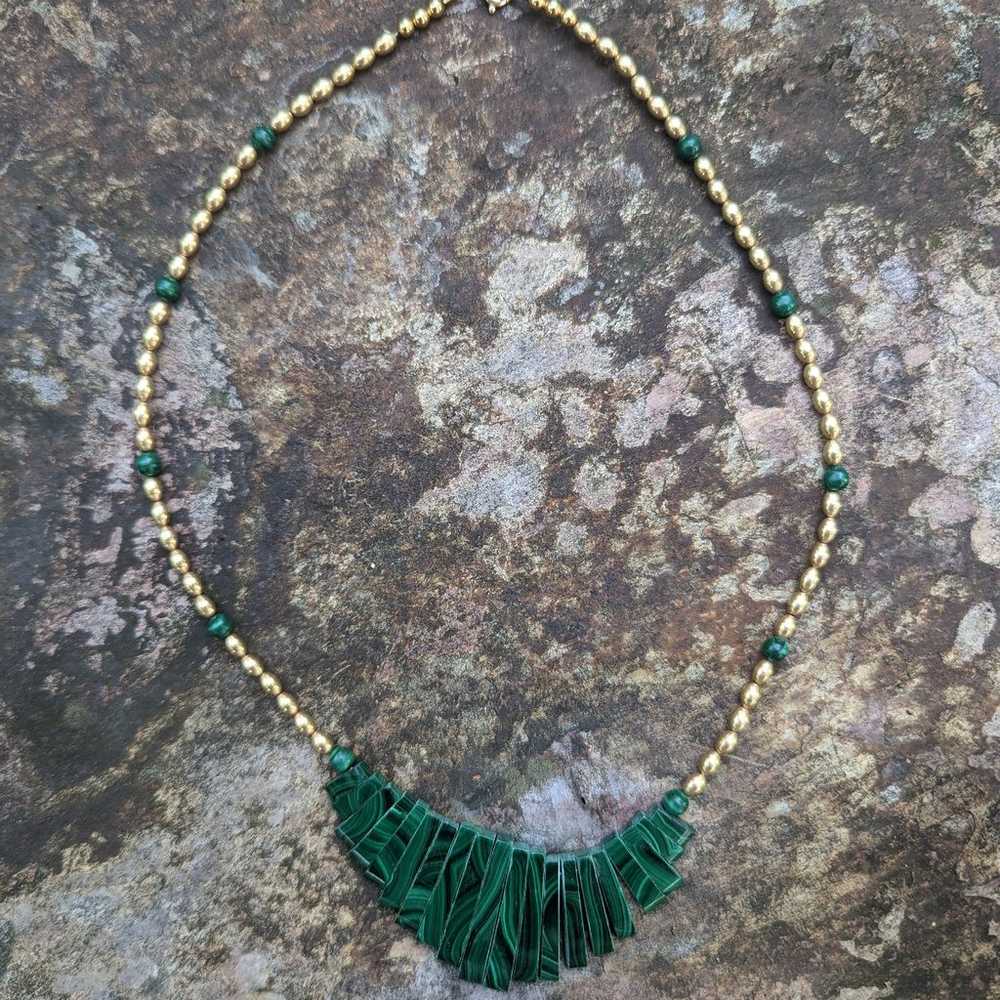 Malachite Fringe Slab Collar Necklace - image 2